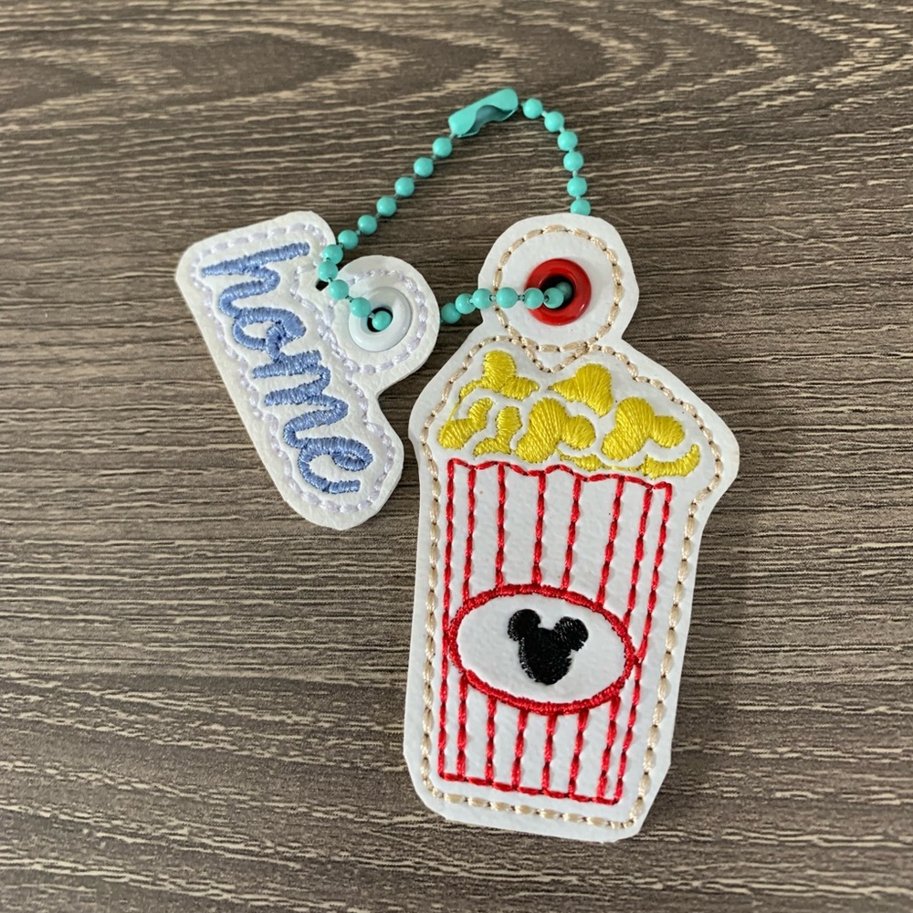 Disney Bag Charm Dangle Mickey Home Popcorn Bucket Embroidered Pixie Lee & Co.